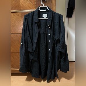 American Eagle oversized black button down shirt